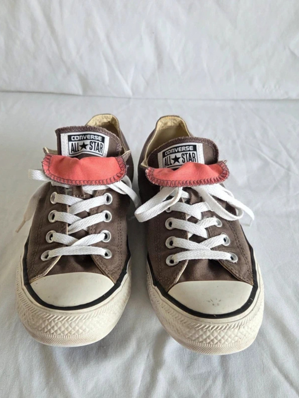 Converse Chuck Taylor Gray/Brown and Pink Double Tongue Sneakers - 6M/8W